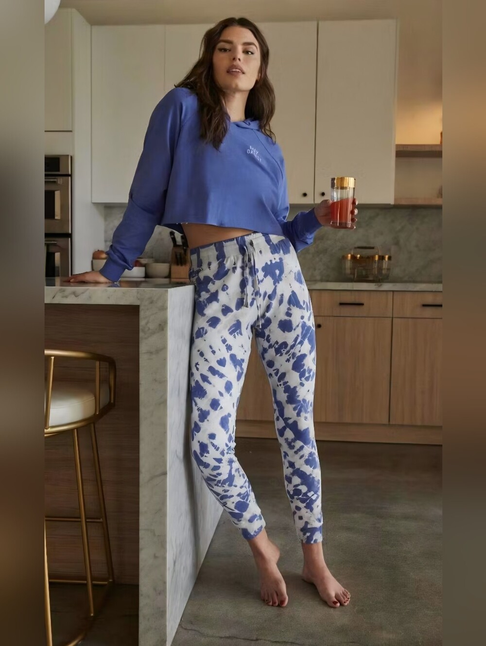 Spiritual Gangster Blue & White Tie-Dye Joggers